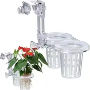 Fish Tank Planter | Clear Plant Basket Holder with Hole,Fish Tank Decoration, Adjustable Hydroponic Double Cups, Aquatic Accessories for Cultivation