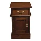 Timber Bedside Table with drawer & cupboard, Medium Mahogany Brown, Side Table.
