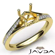 Pave Setting Asscher Diamond Semi Mount Engagement Ring 18k Yellow Gold 0.35Ct