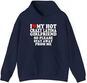 [X.Style] I Love My Hot Crazy Latina Girlfriend ds035 Hoodie Navy S