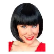 NEW Tom Foolery Black Paige Bob With Fringe Wig By Spotlight