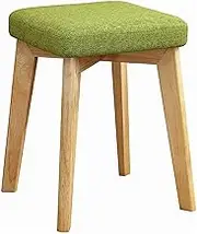 Vanity Stool Bedroom Vanity Chair Upholstered Seat Wooden Dining Stool Bedroom Makeup Stool Reception Room Stool Desk Stool Shoe Changing Stool Rubber Wood Material(Dark Green)