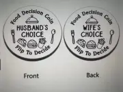 1pc adult coin "FOOD DECISION COIN - Wife or Husbands choice in silver- 3cm wide
