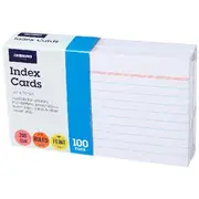J.Burrows Index Cards Ruled 127 x 76mm White 100 Pack
