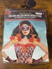 Day Of The Dead Dia De Los Muertos Deluxe Collar With Epaulettes One Size