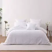 NNEDSZ Bianca Cosmo White Soft Chenille Geometric Quilt Cover Set Queen
