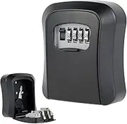 Key Box Wall Mounted, Waterproof 4 Digits Combination Lockbox Resettable Security Box Outdoor Key Safe Box Key Store Lockbox for House Key for Indoor Outdoor Home School Office (black)