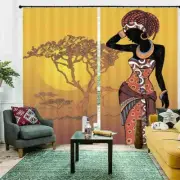 Tall African Beauty 3D Blockout Photo Print Curtain Fabric Curtains Window