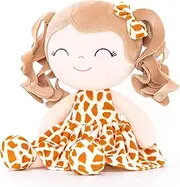 Gloveleya Baby Dolls Soft Snuggly First Baby Girl Gifts Plush Doll with Light Skin & Caramel Giraffe Dress 12inches Animal Series