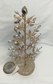 TINSEL & FIR GLITTER CRYSTAL CHRISTMAS TREE 15 INCHES TALL GOLD NWT