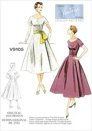 Vogue 9105 Misses' Pattern Asymmetrical Button-Closure Dress and Sash - Size 14-16-18-20-22