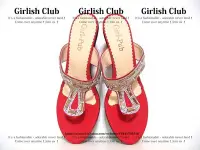 在飛比找Yahoo!奇摩拍賣優惠-【Girlish Club】橘紅鑽石水鑽T字夾腳高跟拖鞋涼鞋