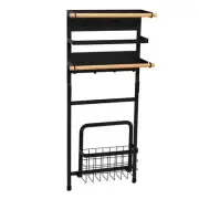 HOUSEHOLD ESSENTIALS Paper Towel + Napkin Magnetic Metal Organizer Rack Black