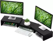 TAVR Dual Monitor Stand Riser Office Desktop Organizer Stand for 2 Monitors, Adj