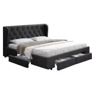 Artiss Bed Frame Queen Size Mattress Base with 4 Storage Drawers Charcoal MILA