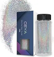 Ceya 3.8oz/ 110g Holographic Ultra Fine Glitter Powder Diamond Laser Silver Glitter 1/128” 0.008” 0.2mm for Slime Epoxy Resin Craft Tumbler Jewelry Nail Art Festival Makeup Painting Wedding Cards