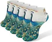 [LPSADGF] Beautiful Peacock And Floral Socks Low Cut Ankle Sock Athletic Running Low Cut Socks Thin Soft Ankle Socks Unisex, White, One Size Short, White, One Size Short