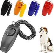 Dog Training Whistle Clicker Combo to Stop Pet Barking Obedience Train (Blue)