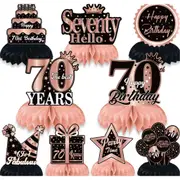 Rose Gold 70th Birthday Honeycomb Centrepieces 9pk