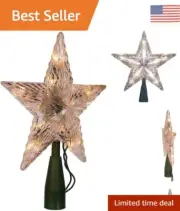 Clear Star Treetop - 10-Light Set - 7-Inch - Festive Christmas Tree Decoration