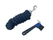 HORSE LEAD ROPE + HOOF PICK - NAVY 2m COTTON | riding | Aus supplier reg post