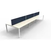 RAPIDLINE RAPID INFINITY PROFILE LEG WORKSTATION Double Sided With Screen 6 Person W4500 x D1400 x H1200mm Natural White with Cable Entry Holes