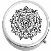 Blue And Green Mandala Leaf Pattern Medicine Pill Box