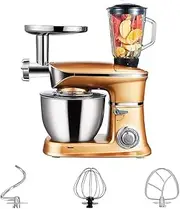 Multi-Function Kneading Machine, Automatic Small Mixer Chef Kneading Machine, Vertical Stainless Steel Electric Dough Mixer,Gold