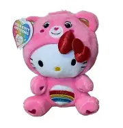 Hello Kitty Care Bears Plush Dressed As Cheer Bear 9 inch Pink NEW With Tags