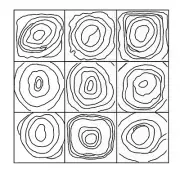 Rug Hooking Pattern "9 SQUARES CONCENTRIC CIRCLES" on natural linen