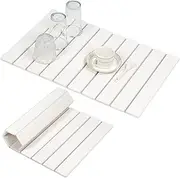 Large Stone Dish Drying Mat for Kitchen Counter, 60×38cm Quick Dry Absorbent Diatomaceous Earth Non-Slip Stone Mat with Coaster for Dishes Bottles Cups, Bathroom (Large 60*38cm)