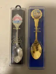 2 Rare Vintage Swann And Hudson Australian Souvenir Spoons- Silver And Gold