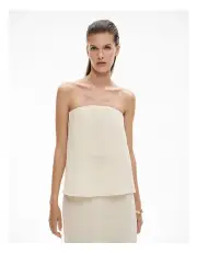 [Witchery] Strapless Linen Top in Stone Yd