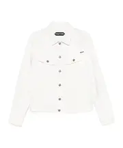 Tom Ford Logo Patch Buttoned Denim Jacket IT52,IT50,IT48 White