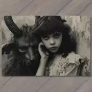 4x6" Girl Monster Creepy Weird Unusual Scary Nightmare Imaginary Friend Pet