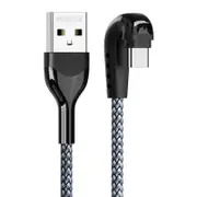 Remax Heymanba II 2.1a Usb To Usb C Type C 180 Degrees Elbow Zinc Alloy Braided Gaming Data Cable #RC-177a
