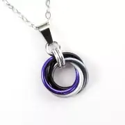 Asexual pride pendant, chainmail love knot handmade by TattooedAndChained