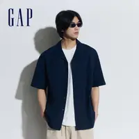 在飛比找momo購物網優惠-【GAP】男裝 純棉翻領短袖襯衫-海軍藍(891053)