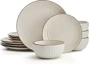 Pfaltzgraff Janelle 12 Piece Dinnerware Set, Service for 4, Cream