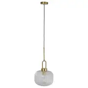 Main Pendant Light Black Cord, Satin Brass
