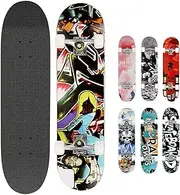 [Smibie] Skateboards Pro 31 inches Complete Skateboards for Teens Beginners Girls Boys Kids Adults, 9 Layer Maple Wood Skateboard
