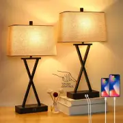 Set of 2 Touch Control 3-Way Dimmable Table Lamp Modern Nightstand Warm White