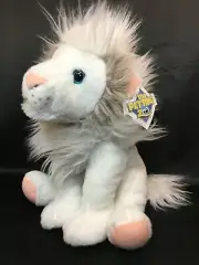 White Lion Plush Petting Zoo RARE Big Cat Stuffed Animal Blue Eyes NWT 12"