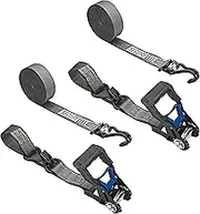 Secure Tite 1-1/2” x 20’ Ratchet Cargo Straps, 2-Pack – Motorcycle Ratchet Tie Down Straps, Double J-Hook Ratchet Tie Down – Ratchet Strap Set, 1667 lbs. Working Load Limit, 5000 lbs. Break Strength