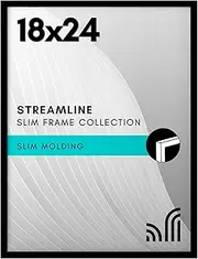 [Americanflat] 18x24 Poster Frame with Polished Plexiglass - Streamline Collection - Thin Border Picture Frame for Wall Display - Hanging Hardware Included - Black