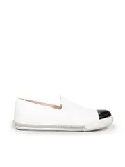 White Leather Cap Toe Loafers