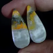 Natural BumbleBee Jasper Matched Pair 26.30 Cts. Cabochon Gemstone For Pendant