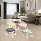 Low Round Roller Seat Stool Pulley Wheel Stool 360° Rotating Rolling Stool