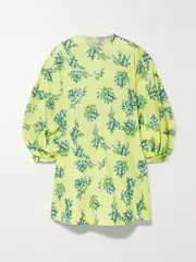 [Emilia Wickstead] Emilia Wickstead - Nelson Floral-print Fil Coupé Cotton-blend Mini Dress - Yellow - UK 8 UK 8 Yellow
