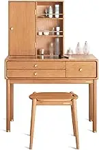 Stylish and Modern Modern Vanity Desk Set with Chair and Mirror Wood Makeup Table with Drawers for Bedroom Beauty Station
